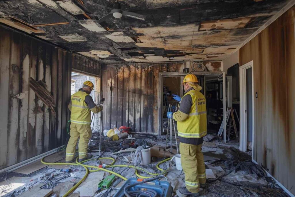 Fire & Smoke Damage Restoration technicians working